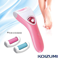 日本小泉KOIZUMI 電動去除足部硬皮腳皮機(附清潔刷+粗磨頭+細磨頭)-粉色