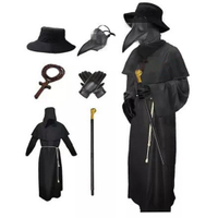 Halloween  Clothes COS Disease Plague Doctor Costume Beak Performance Costume and Accessories Punk S