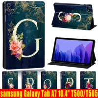For Samsung Galaxy Tab A7 Lite 8.7"/Tab A7 10.4" 2020 Initial Letter Pattern PU Leather Tablet Case for Tab A8 10.5" 2022 Cover