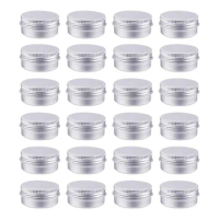 24pcs Round Aluminium Cans 10ml Screw Top Lid Storage Containers for DIY Crafts Jewelry Spice Cosmetic Jars Portable Travel Box