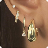 Bsoepnr 4 Pairs Gold Hoop Earrings Set for Women Dainty 14K Gold Plated Small Huggie Stud Earrings H