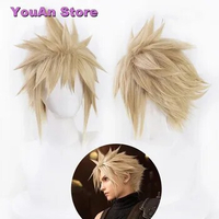 Game FFVII Final Fantasy Cloud Strife Cosplay Wig Final Fantasy Short Linen Hair Wig High Temperature Fiber Wigs + Wig Cap