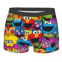 Sesame Street Cookie Monster Underwear Male Print Customized Happy Elmo Boxer Briefs Shorts Panties Soft Underpants