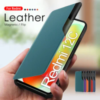Redmi12C 4G Case Smart Window View Flip Leather Phone Cover For Xiaomi Redmi 12C 12 C C12 22120RN86G Magnetic Book Stand Fundas