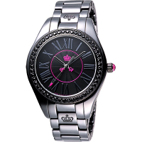 Juicy Couture Lively 美麗俏佳人陶瓷晶鑽腕錶-黑/40mm