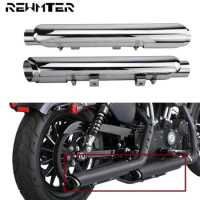 Motorcycle Sportster Slip-On Exhaust Muffler Pipe With Heat shield Chrome For Harley Sportster 2014-2020 883 1200 72 48 Models