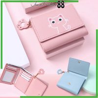 Dompet Kulit Wanita PU Leather Cute Cat Kawaii Short Wallet JFW133