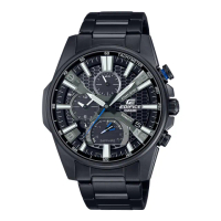 【CASIO 卡西歐】EDIFICE 三眼男錶 不鏽鋼錶帶 太陽能 藍牙 藍寶石水晶玻璃 EQB-1200DC(EQB-1200DC-1A)