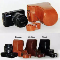 Pu Leather Camera Bag Case For Canon Eos M10 M100 M200 15-45mm Lens