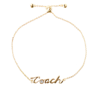 【COACH】Logo 草寫標誌可調式手環(金色)
