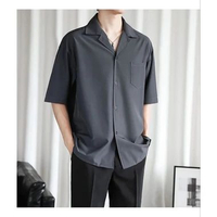 Kemeja Lengan Pendek Polos Rayon Twill Import Hitam L