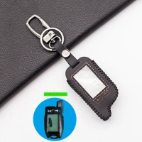 TW9.5 2-Way LCD Stylish Leather Fob Key Case for Tomahawk 9.5 9.9 Russian Safety Two-way Car Alarm S