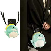 เคส iPhone, สีเขียว, การออกแบบไดโนเสาร์น่ารัก, เชือกแขวนสายปรับได้, ความยาวแนวทแยง, เข้ากันได้กับ iP