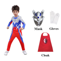 9Liเด็ก Ultraman คอสเพลย์เครื่องแต่งกายเสื้อยืดกางเกงเสื้อคลุมชุด Zero Tiga Geed Orb Zett ชุดฮาโลวีน