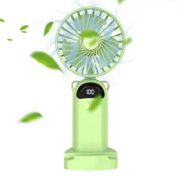 Handheld Mini Fan Rechargeable USB Folding Personal Fan 5 Speed Cute Design Powerful Eyelash Fan LED Display Lightweight Makeup
