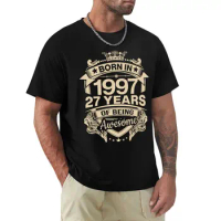 Born In 1997 27 Years Of Being Awesome 27th Birthday Gift T Shirt Harajuku Short Sleeve T-shirt 100% Cotton Graphics Tshirt Tops