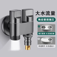 【諾誼】洗衣機水龍頭 一進二出 脫落自動止水(水龍頭 水龍頭分流器 水龍頭角閥)
