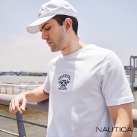 Nautica 男裝 旗語圖騰純棉短袖T恤-白色