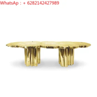 Dining Set High Quality Golden Restaurant Glass Dining Table