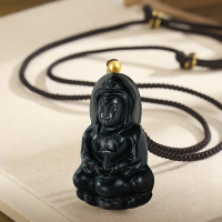 【KT DADA】和田玉 玉石 觀音像 佛像 吊墜 飾品 項鍊 男生項鍊 足金999 編繩項鍊 保平安 雕刻