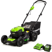 Greenworks 40V 21" Brushless Cordless (Push) Lawn Mower (75+ Compatible Tools), 5.0Ah Battery and Charger Included