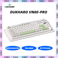 DUKHARO VN80Pro Mechanical Keyboard DIY TFT Screen Multifunctional Knob Three Mode Gaming Keyboard Hot Swap Gasket Pc Gamer Mac