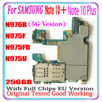 512GB For Samsung Galaxy Note 10 Plus N975F N975U N975FD N976B Motherboard 256G Android Logic Board Clean IMEI Unlocked