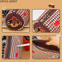 OFFICE DEPOT Boleh dibawa Beg Penyimpanan Meja Beg Kes Pensil Bentuk Bantal Gulungan Kek Beg Penyimp