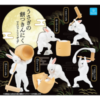 全套5款 日本正版 搗麻糬肌肉玉兔 扭蛋 轉蛋 搗麻糬筋肉玉兔 中秋玉兔 兔子 Qualia - 376096