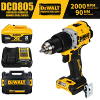 DeWalt DCD805 Kit 1/2in Brushless Cordless Hammer Drill Driver 20V Power Tools 2000RPM 90NM 34000IPM With Battery Charger