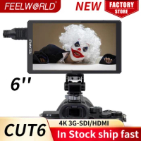 FEELWORLD CUT6 6inch 4K 3G-SDI/HDMITouch Screen Video Monitor Recorder FHD Monitor Support IPS 1920x1080 Portable Monitor