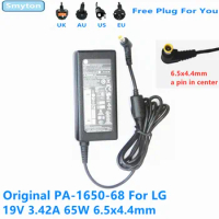 Genuine PA-1650-68 65W Charger 19V 3.42A PA-1650-43 AC Adapter For LG R400 R410 43LF510V TV 34UM67 M2380D M2780D LCD Monitor