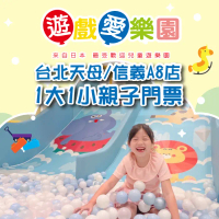 【紙本票券】【台北】遊戲愛樂園天母/信義A8店1大1小親子門票Ⓗ