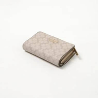 Dompet KATE SPADE JACQUARD MONOGRAM BEIGE MED FLAP BIFOLD WALLET 100% ORIGINAL 11X9CM