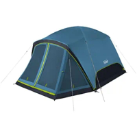 Coleman Skydome Camping Tent with Dark Room Technology and Screened Porch, Weatherproof 4/6 Person Tent Blocks 90%
