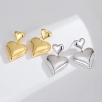 Women's 925 Sterling Silver Gold Plated Drop Earrings Love 925 silver earring