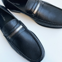 美國百分百【Calvin Klein】鞋子 CK 皮革 休閒鞋 樂福鞋 Loafer 皮鞋 豆豆鞋 男鞋 黑色 J862
