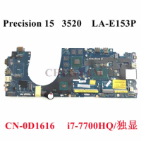 LA-E153P /W I7-7700HQ M620 2GB FOR dell Precision 3520 Workstation Laptop Motherboard Mainboard CN-0D1616 D1616 FULL TEST