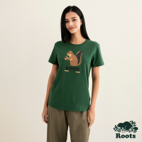 Roots 女裝- OUTDOORS ANIMAL短袖T恤-深綠色