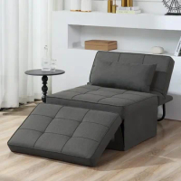 Sofa Bed, 4 in 1 Multi-Function Folding Ottoman Breathable Linen Couch Bed with Adjustable Backrest Modern Convertible Chair for