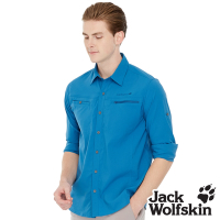 【Jack wolfskin 飛狼】男 抗UV透氣排汗長袖襯衫『藍』