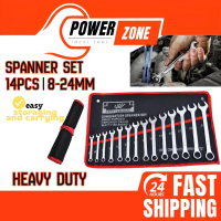 Set Spanar / Set Spanner Heavy Duty - 14pcs (8 - 24mm) dengan Kanvas