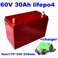 waterproof 60v 30ah lifepo4 battery with BMS no li ion 40ah 50ah for 2000w 1500w bicycle bike scooter Tricycle +5A charger