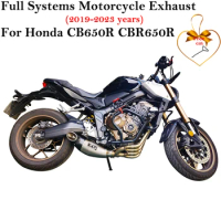 Full Systems For Honda CB650R CBR650R 2019 2020 - 2023 Motorcycle Exhaust Carbon Fiber Escape Slip On Front Link Pipe Muffler