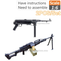 1:6 1/6 Scale Action Figures Assembly 4D Gun Model WWII Submachine Gun MP40 PKP Weapon Plastic Machine Gun Rifle Shotgun