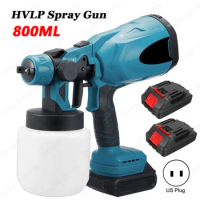 Electric Cordless Spray Gun 800ML Home Paint Sprayer Auto Furniture Steel Coating Airbrush Compressor For 24V Lithium Battery