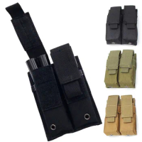 Tactical Rifle Pistol Gun Mag Pouch 9mm Hunting Shooting Airsoft Paintball Torch Knife Holster Single Double Magazine Pouches