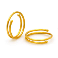 A Pair 24K Pure Yellow Gold Earring 999 Gold Real Yellow Gold Circle Earring