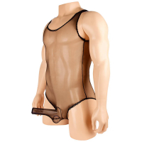Sexy Men Sheer Bodysuit ultra-thin Transparent sissy Body Stocking Open Crotch body stocking Pouch Sexy Underwear