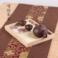 日式創意竹制小茶盤方形干泡盤小號托盤繪畫干泡臺功夫茶具茶道